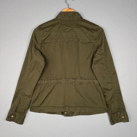 SONOMA Utility Jacket S Olive Green Zip Front Cinch Waist Epaulettes Field - Picture 2 of 11